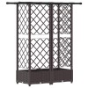 Magasított ágy trellis-szel és tetővel barna 124 x 40 x 123 cm