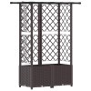 Magasított ágy trellis-szel és tetővel barna 124 x 40 x 138 cm