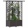 Magasított ágy trellis-szel és tetővel barna 124 x 40 x 138 cm