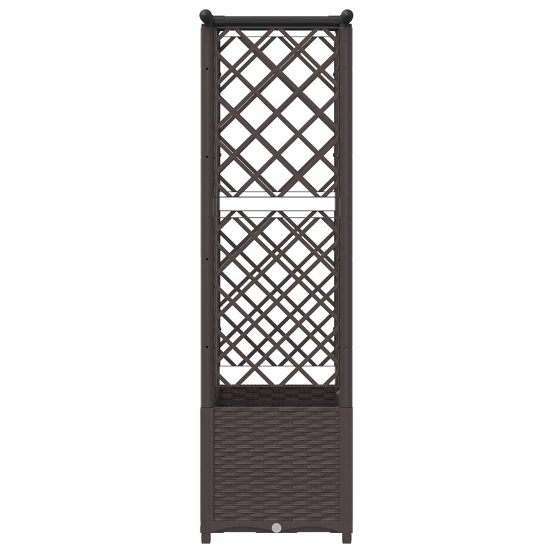Magasított ágy trellis-szel és tetővel barna 124 x 40 x 138 cm