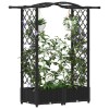 Magasított ágy trellis-szel és tetővel fekete 124 x 40 x 125 cm