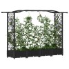 Magasított ágy trellis-szel és tetővel fekete 207 x 40 x 126 cm