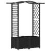 Magasított ágy trellis-szel és tetővel fekete 125 x 40 x 138 cm