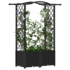 Magasított ágy trellis-szel és tetővel fekete 125 x 40 x 138 cm