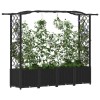 Magasított ágy trellis-szel és tetővel fekete 204 x 40 x 141 cm