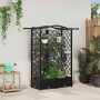 Magasított ágy trellis-szel és tetővel fekete 124 x 40 x 126 cm