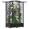 Magasított ágy trellis-szel és tetővel fekete 124 x 40 x 126 cm
