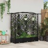 Magasított ágy trellis-szel és tetővel fekete 163 x 40 x 126 cm