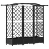 Magasított ágy trellis-szel és tetővel fekete 163 x 40 x 126 cm