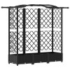 Magasított ágy trellis-szel és tetővel fekete 163 x 40 x 126 cm