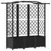 Magasított ágy trellis-szel és tetővel fekete 163 x 40 x 141 cm