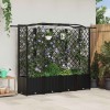 Magasított ágy trellis-szel és tetővel fekete 204 x 40 x 141 cm
