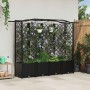 Magasított ágy trellis-szel és tetővel fekete 204 x 40 x 141 cm