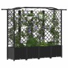Magasított ágy trellis-szel és tetővel fekete 204 x 40 x 141 cm
