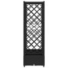 Magasított ágy trellis-szel és tetővel fekete 203 x 40 x 123 cm