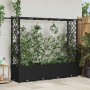Magasított ágy trellis-szel és tetővel fekete 203 x 40 x 138 cm