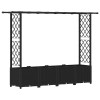 Magasított ágy trellis-szel és tetővel fekete 203 x 40 x 138 cm