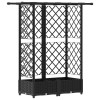 Magasított ágy trellis-szel és tetővel fekete 124 x 40 x 123 cm
