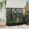 Magasított ágy trellis-szel és tetővel fekete 164 x 40 x 123 cm