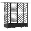 Magasított ágy trellis-szel és tetővel fekete 164 x 40 x 123 cm