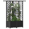 Magasított ágy trellis-szel és tetővel fekete 124 x 40 x 138 cm