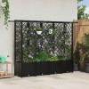 Magasított ágy trellis-szel és tetővel fekete 202 x 40 x 138 cm