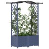 Magasított ágy trellis-szel és tetővel szürke 125 x 40 x 138 cm