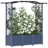 Magasított ágy trellis-szel és tetővel szürke 164 x 40 x 142 cm