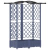 Magasított ágy trellis-szel és tetővel szürke 124 x 40 x 126 cm