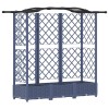 Magasított ágy trellis-szel és tetővel szürke 163 x 40 x 126 cm