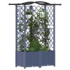 Magasított ágy trellis-szel és tetővel szürke 122 x 40 x 141 cm