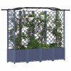 Magasított ágy trellis-szel és tetővel szürke 204 x 40 x 141 cm