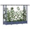Magasított ágy trellis-szel és tetővel szürke 203 x 40 x 123 cm