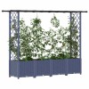 Magasított ágy trellis-szel és tetővel szürke 203 x 40 x 138 cm