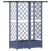 Magasított ágy trellis-szel és tetővel szürke 124 x 40 x 123 cm