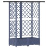 Magasított ágy trellis-szel és tetővel szürke 124 x 40 x 123 cm