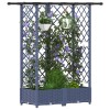 Magasított ágy trellis-szel és tetővel szürke 124 x 40 x 123 cm