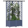 Magasított ágy trellis-szel és tetővel szürke 124 x 40 x 138 cm