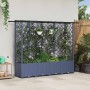 Magasított ágy trellis-szel és tetővel szürke 202 x 40 x 138 cm