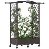 Magasított ágy trellis-szel és tetővel barna 124 x 40 x 129 cm