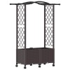 Magasított ágy trellis-szel és tetővel barna 125 x 40 x 144 cm