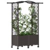 Magasított ágy trellis-szel és tetővel barna 125 x 40 x 144 cm