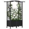 Magasított ágy trellis-szel és tetővel fekete 125 x 40 x 144 cm