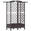 Magasított ágy trellis-szel és tetővel barna 124 x 40 x 129 cm