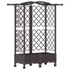 Magasított ágy trellis-szel és tetővel barna 124 x 40 x 129 cm
