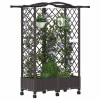 Magasított ágy trellis-szel és tetővel barna 124 x 40 x 129 cm