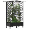 Magasított ágy trellis-szel és tetővel fekete 124 x 40 x 129 cm
