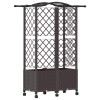 Magasított ágy trellis-szel és tetővel barna 122 x 40 x 144 cm