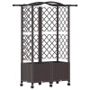 Magasított ágy trellis-szel és tetővel barna 122 x 40 x 144 cm