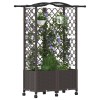 Magasított ágy trellis-szel és tetővel barna 122 x 40 x 144 cm